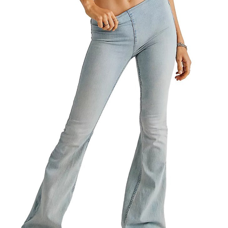 Low Waist Stretch Flared Jeans