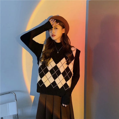 Retro V-neck Idle Style Vest Outerwear Top