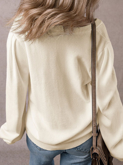 Hollow Out V-neck Casual Sweater For Women