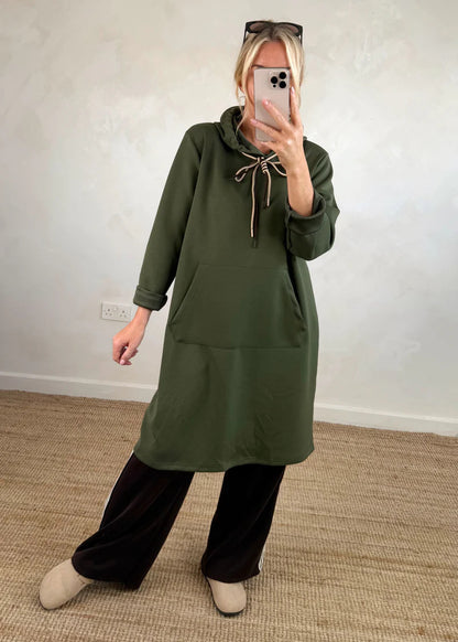 Women's Loose Oversized Knit Solid Color Hooded Maxi Dress