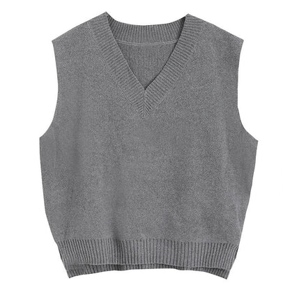 Plus Size V-neck Knitted Vest Women