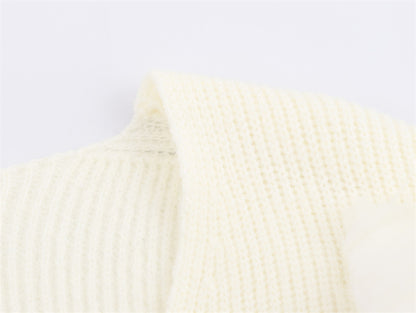 Casual V-neck Cuff Furry Knitted Dress