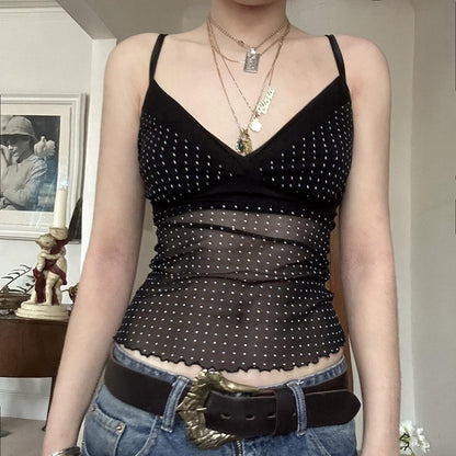 New Dot Sexy Backless Gauzy Strap Hot Girl See-through Women