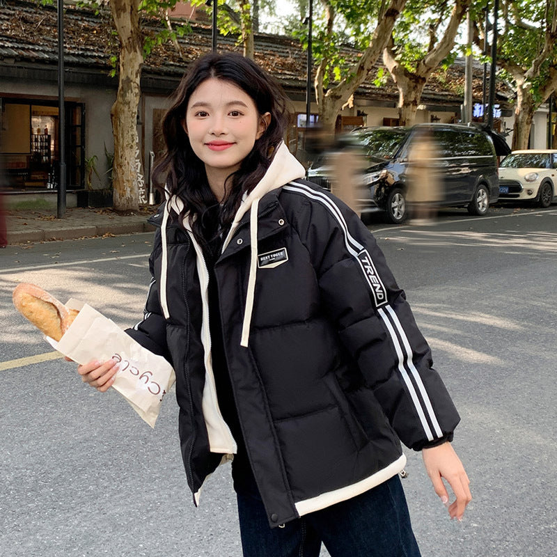 Contrast Color Thick Warm Korean Casual Cotton-padded Jacket