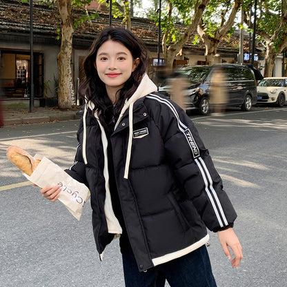 Contrast Color Thick Warm Korean Casual Cotton-padded Jacket