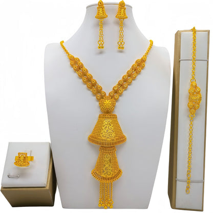 Arabic Bridal Jewelry Set – Necklace, Bracelet, Earrings & Ring