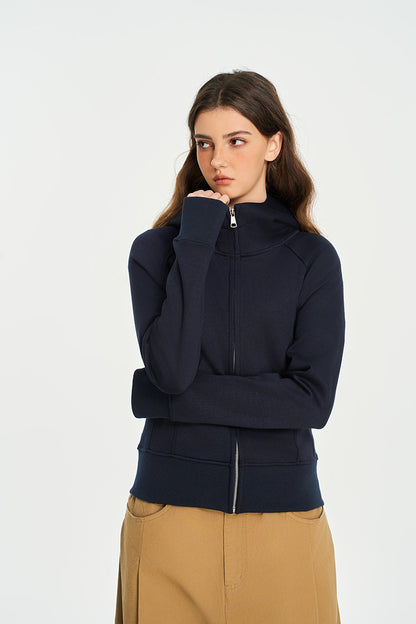 Women's Fashion Brand Solid Color Slim Gray Short Coat