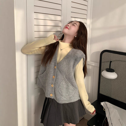 Winter New Korean Knitted Cardigan Vest Women's Vest