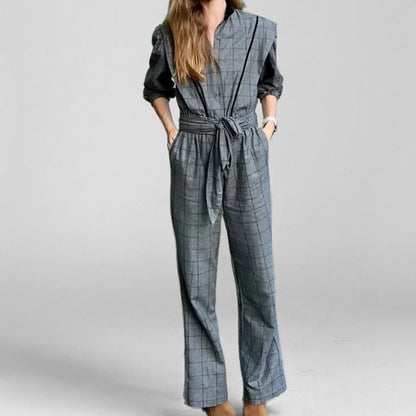 Plaid Retro Graceful And Fashionable Lace-up Trousers