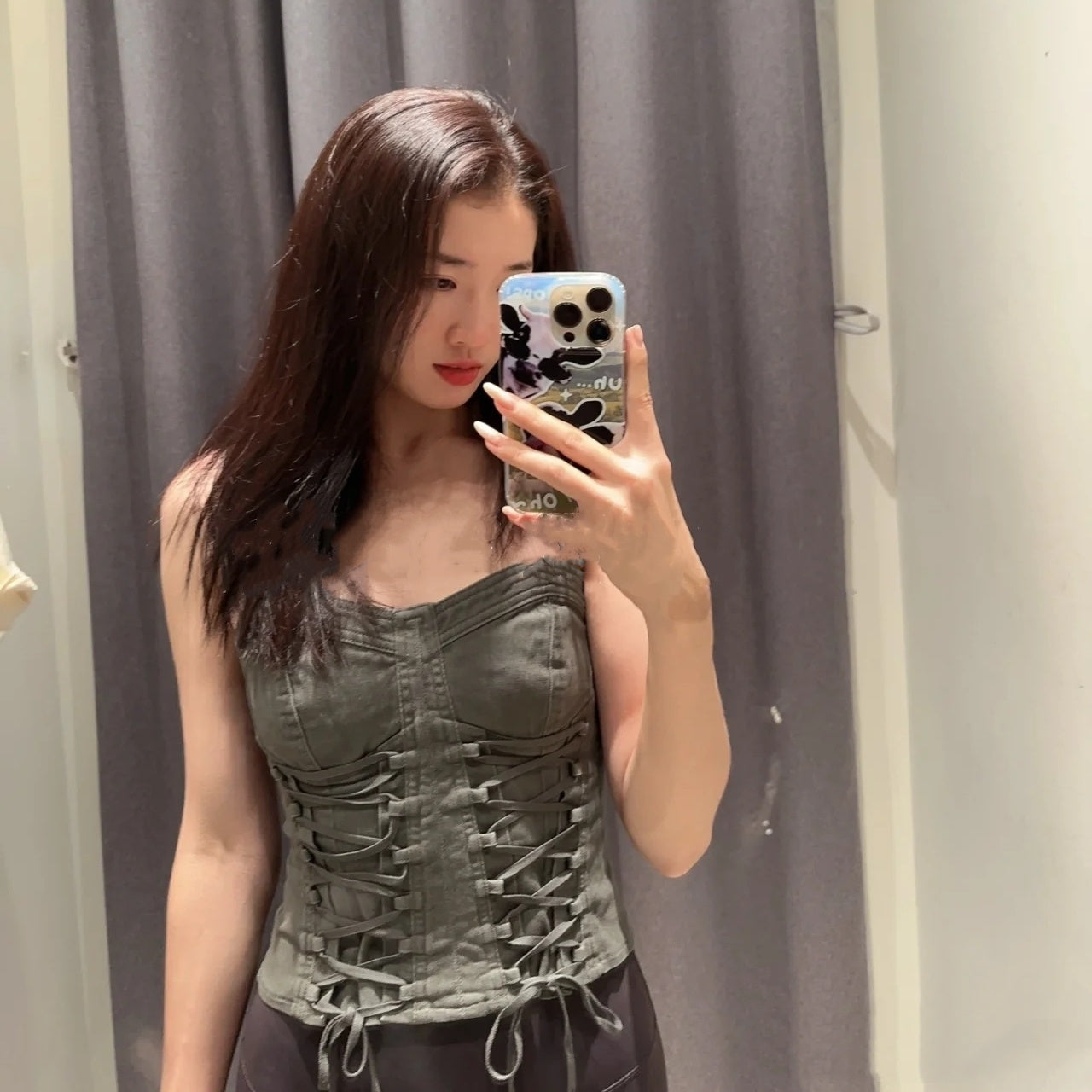 New Women's Spicy Girl Tie Up Tight Fitting Sleeveless Camisole