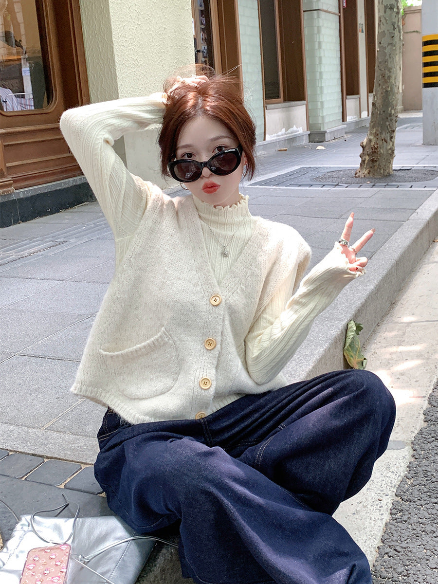Winter New Korean Knitted Cardigan Vest Women's Vest