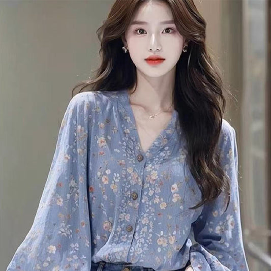 Women's French-style Elegant Floral Shirt