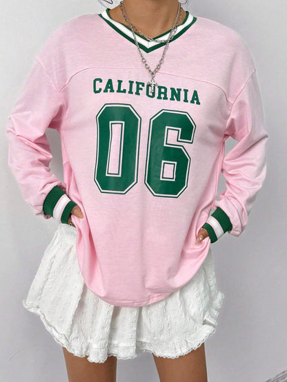 Dopamine Digital Printed Loose Long Sleeves Women's Top