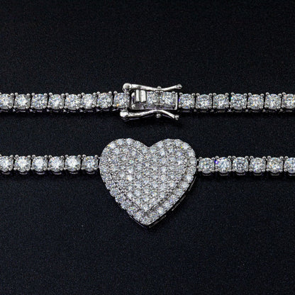 925 Silver Personalized Moissanite Rose Necklace