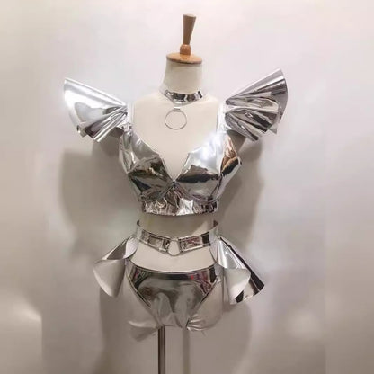 Stage Costume Sexy Bright Hard Patent Leather Suit