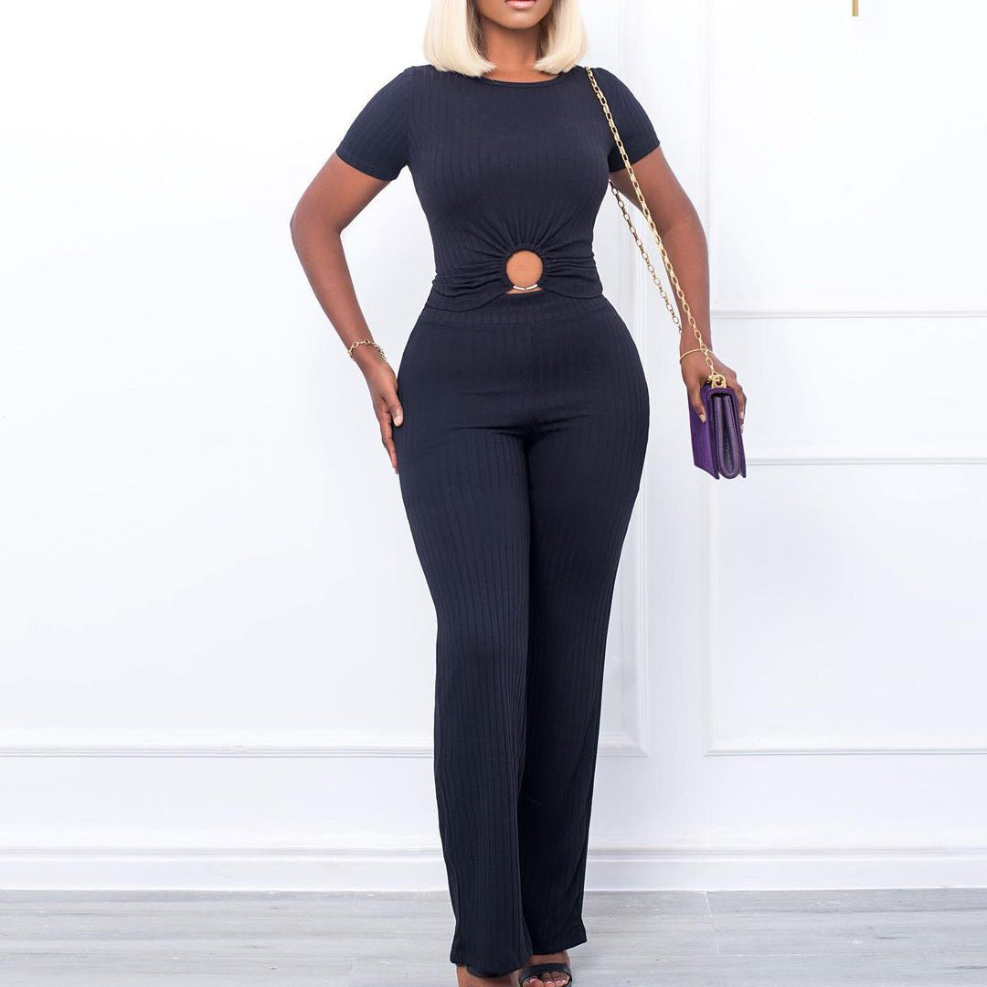 Solid Color Casual Suit For Women