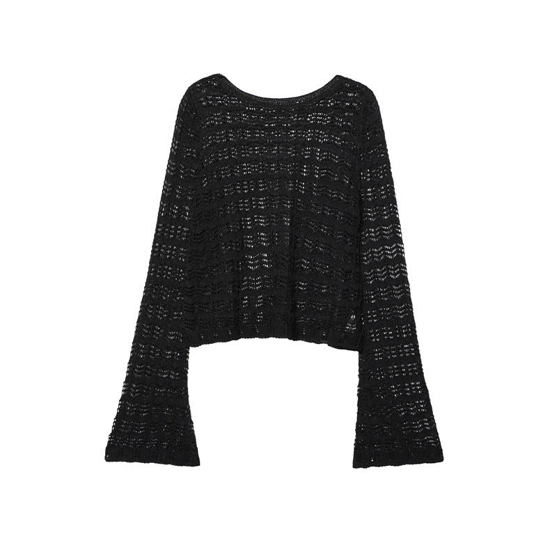 Women's Hollow Jacquard Mesh Short Sweater