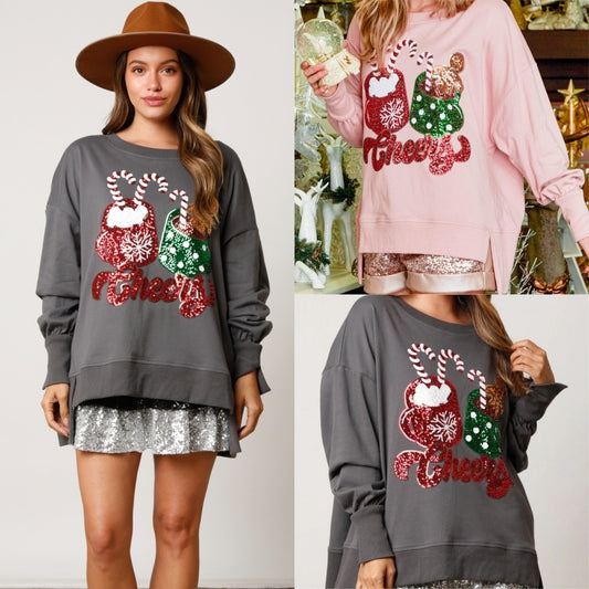 Women's Confectionery Cup Sequined Sweater Casual Loose Top