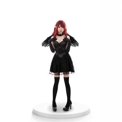 Halloween Black and White Angel Devil Costume Dark Dress Set