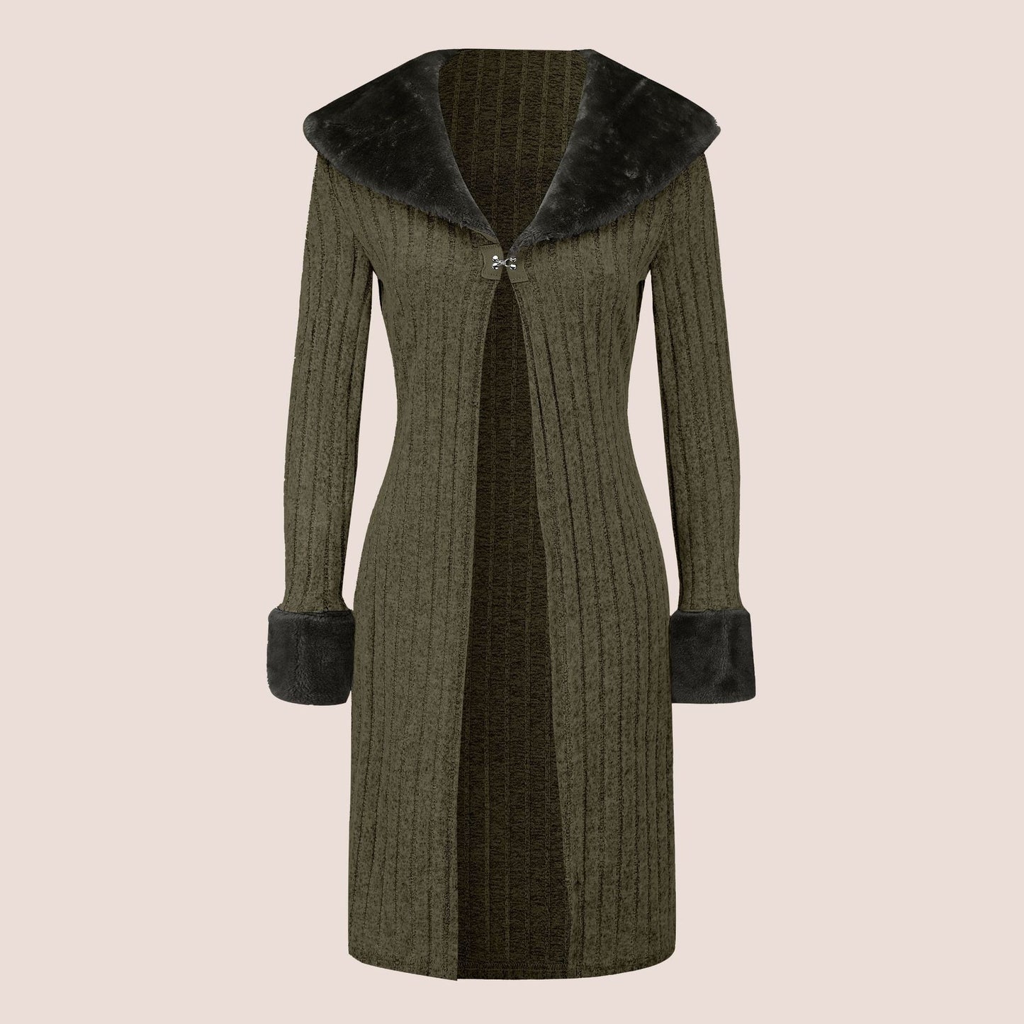 Slim Fit Slimming Knitted Casual Top Trench Coat
