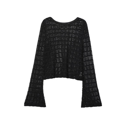 Women's Hollow Jacquard Mesh Short Sweater