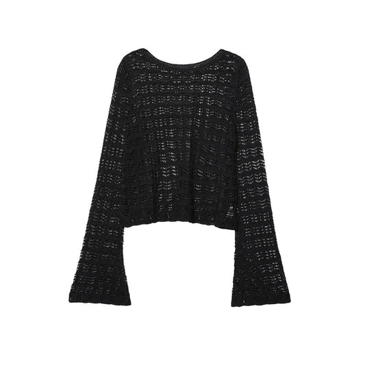 Women's Hollow Jacquard Mesh Short Sweater