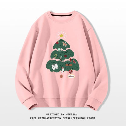 Christmas Tree Design Round-neck Pullover Leisure