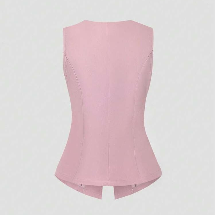 Sleeveless Round Neck Vest Fashion Women's Wear Elegant Waist-tight Solid Color