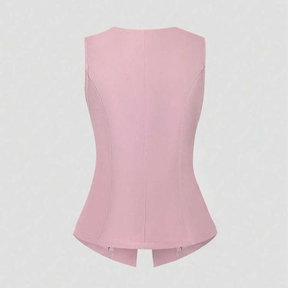 Sleeveless Round Neck Vest Fashion Women's Wear Elegant Waist-tight Solid Color