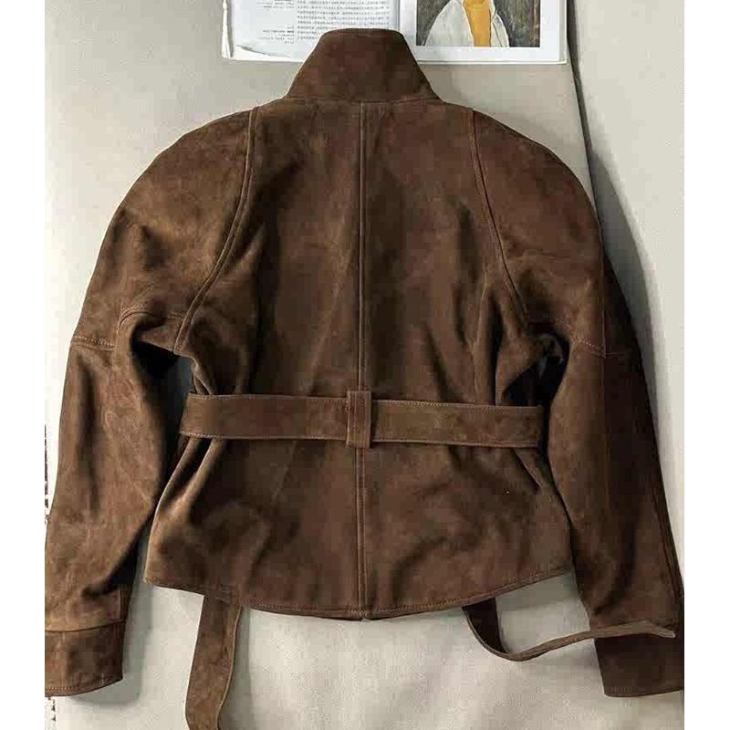 Brown Waist-tight Short Coat Windbreaker