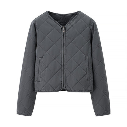 Classic Diamond Round Neck Cotton-padded Jacket