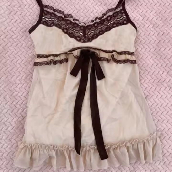Fashion Sexy Hot Girl Striped Lace Bow Sweet Women's Sling