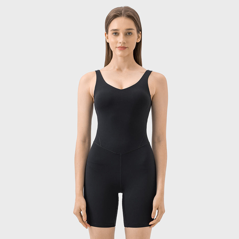 Women's Pure Color All-matching Casual Belly Contracting And Hip Lifting Jumpsuit