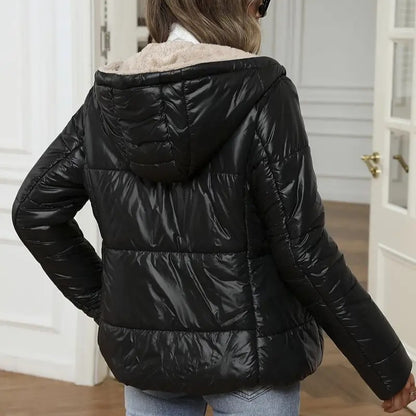 Brushed And Quilted Warm Hooded Cotton-padded Coat