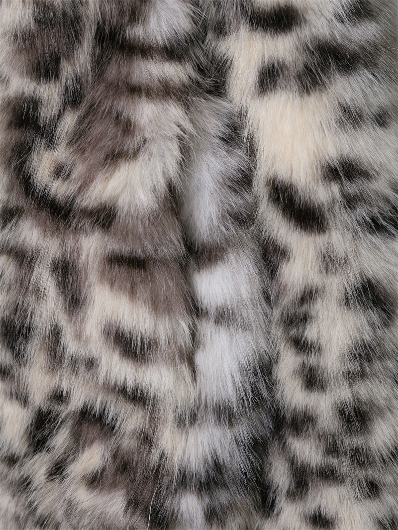 Women's Printed Faux Fur Jacket Coat