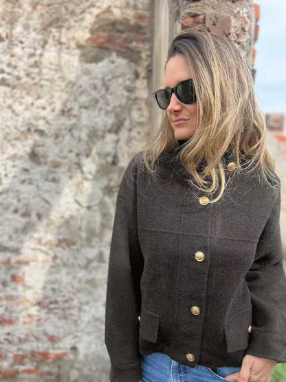 Tie Pocket Cardigan Single-breasted Mid-length Coat