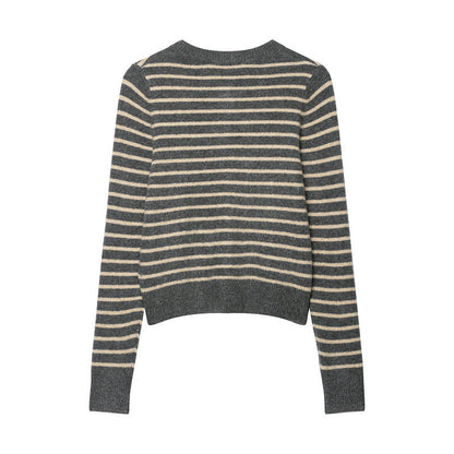 Pure Desire Style Loose Casual Striped Knitted Coat For Women
