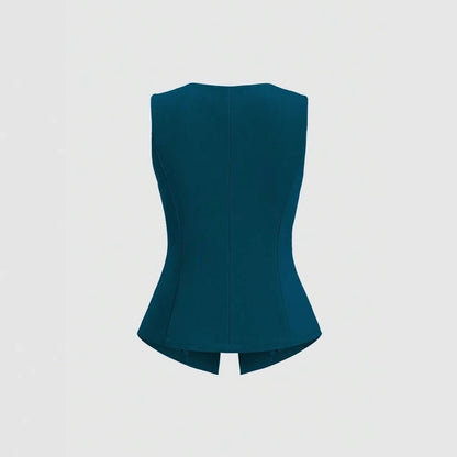 Sleeveless Round Neck Vest Fashion Women's Wear Elegant Waist-tight Solid Color