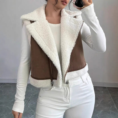 Western Style Light Fur Integrated Lamb Wool Vest