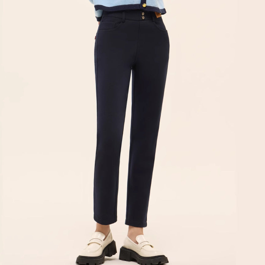 Denim Woollen Trousers Warm Thickened Inner Urban Style Cigarette Pants