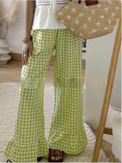 Summer New Two-tone Plaid Women's Casual Pants