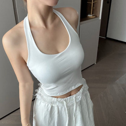 Dopamine Halter Spaghetti Straps Vest Female Summer With Chest Pad Sexy Beauty Back