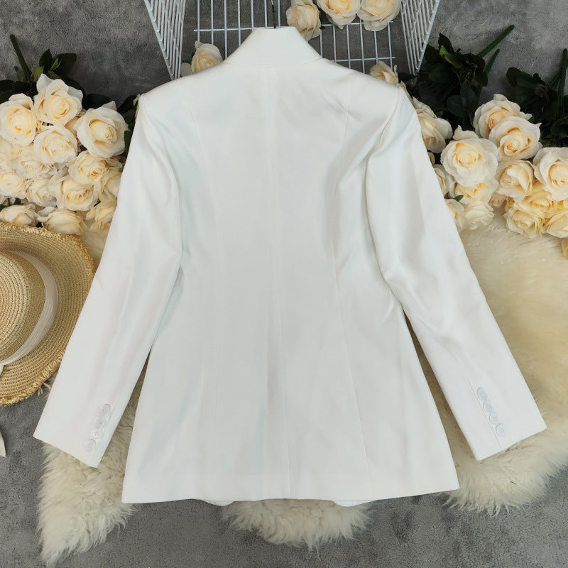 Women's Fashion Stand Collar Solid Color Personalized Easy Matching Coat