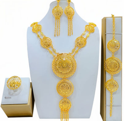 Arabic Bridal Jewelry Set – Necklace, Bracelet, Earrings & Ring