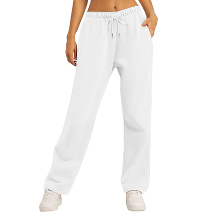 Women's Solid Color Casual Loose Fleece-lined Trousers
