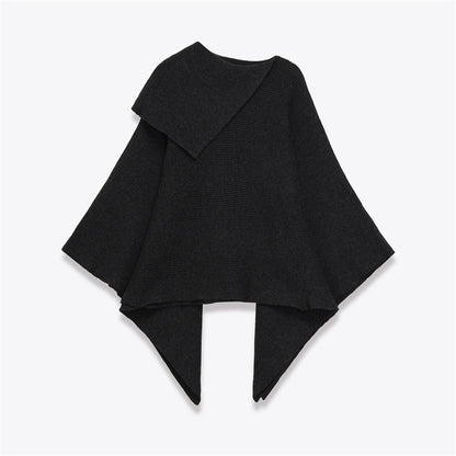 Female Autumn Wool Asymmetric Cape Coat