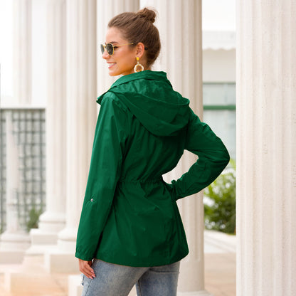 Women's Cinched Hoodie Outdoor Mountaineering Rain Jacket