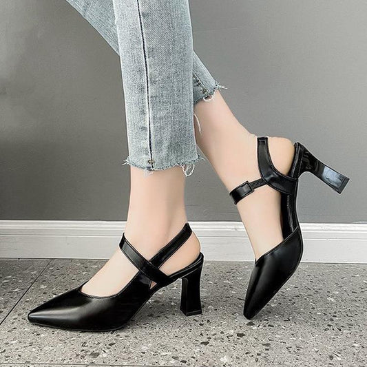 Women's Fashionable Casual Closed-Toe Chunky Heel High Heel Sandals
