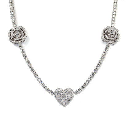 925 Silver Personalized Moissanite Rose Necklace
