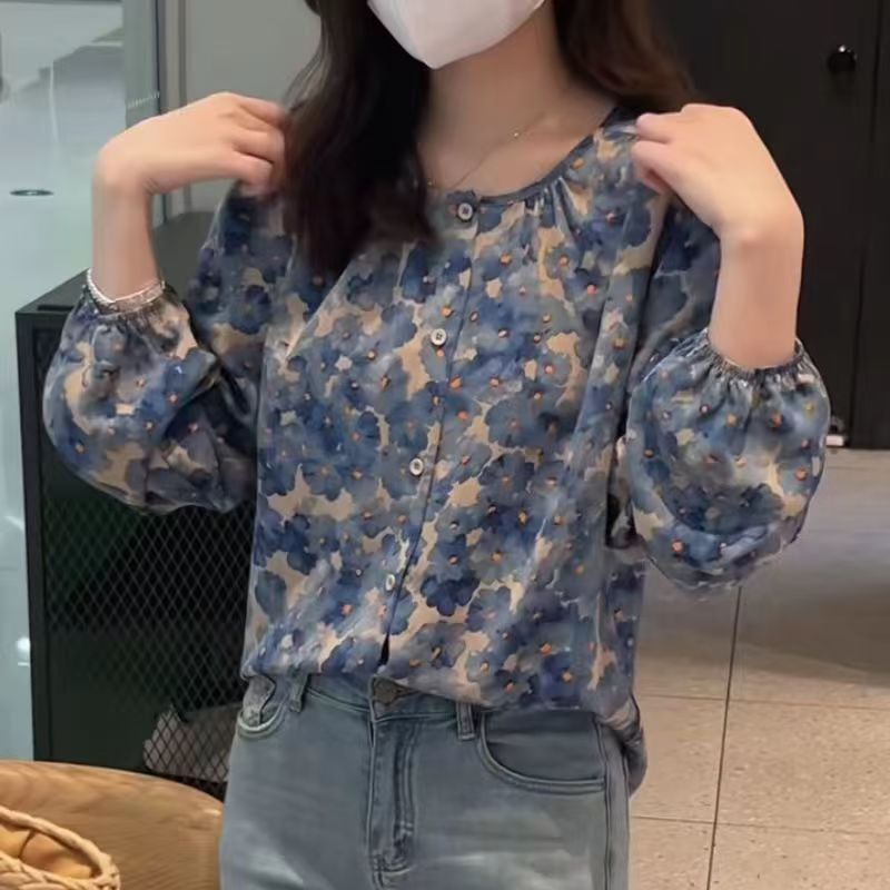 Floral Shirt Chiffon Blouses For Women